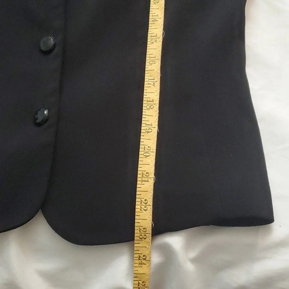 Miss Dorby Petite Suit- Button Down Black Blazer with Lavender Collar & Cuffs - Picture 6 of 11